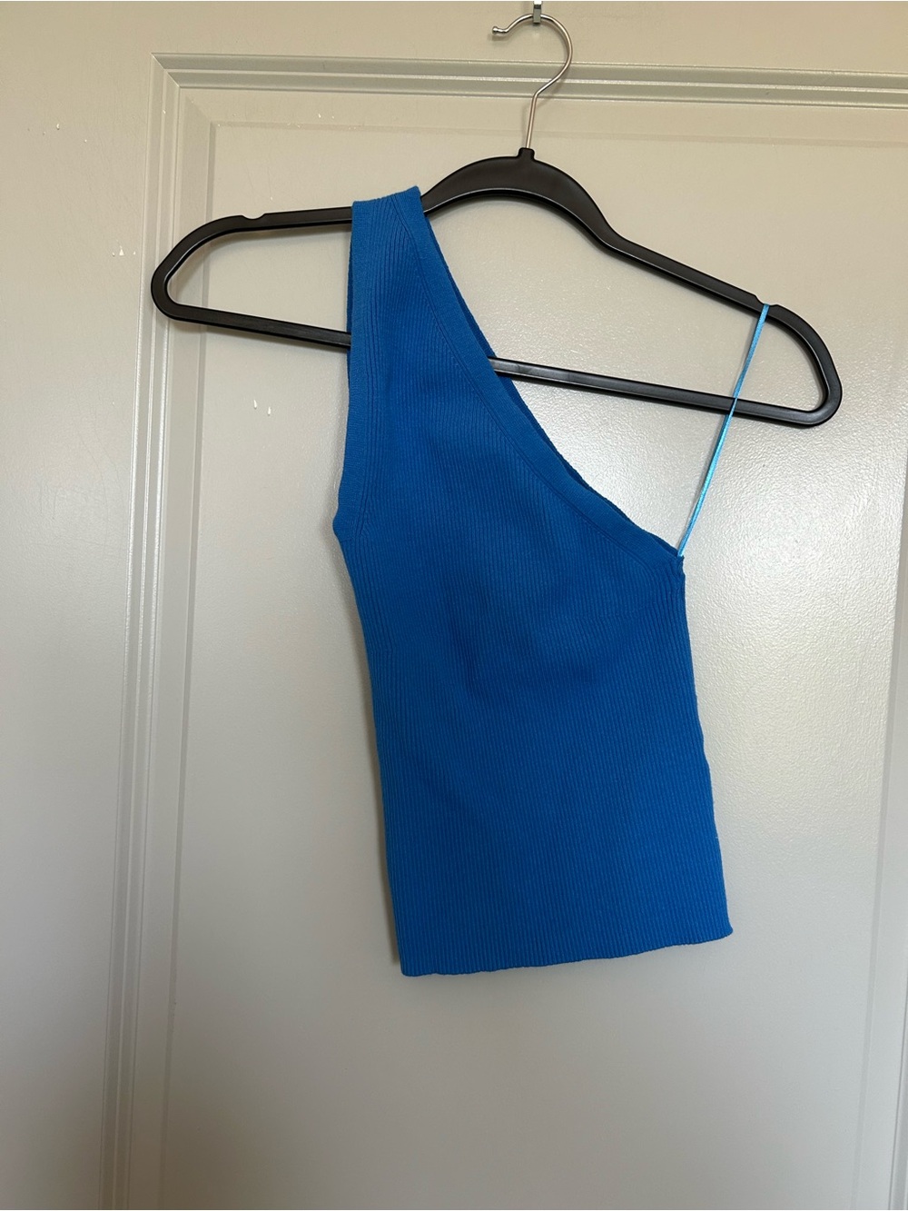Intimately by Free People One-Shoulder Electric Blue Ribbed Tank Top